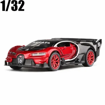 1:32 Fundido de Liga de Carro Bugatti VISÃO GT Sports Modelo de Carro Com Som, Luz, Puxe para Trás, Crianças Brinquedos Favoritos Frete Grátis