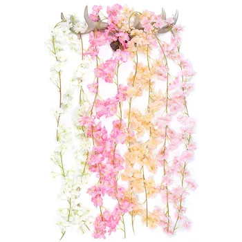 1,8 M Artificial Flor de Cerejeira Garland Falso Flores Pendurado na parede da Videira Para a Festa de Casamento de Arco de Decoração de Parede de Flores de Vime