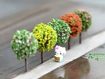 10 Cores Misturadas Mini Árvores de 35mm para a Miniatura de Fadas Jardim de Casa um vaso de Planta