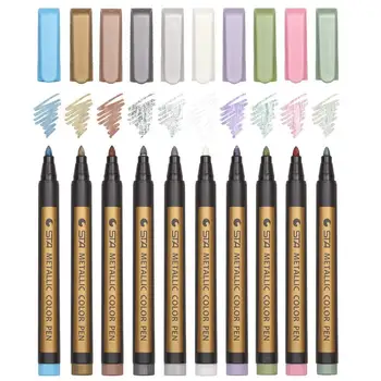 10 cores/set de metal de cor canetas de arte estudantil desenho impermeável canetas de tinta adequado para DIY cartões de felicitações, de pedra, de madeira,