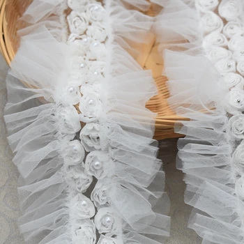 10cm pregas, babados roupa decote do vestido de casamento alças lace acessórios de laço decorativo gaze tecido