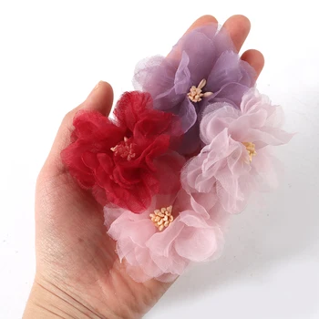 10pcs Chiffon Flor Artificial feito a mão DIY Flores de Tecido para Festa de Casamento, Artesanato, Casa, Decoração DIY