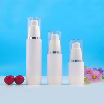 15ml de plástico branco airless garrafa de prata linha de tampa de soro/loção/emulsão líquido/fundação/olho essência/protetor solar cosméticos embalagem