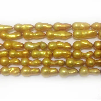 16 pol 9-22mm Natural dourada Barroca de Amendoim Pérola Mecha