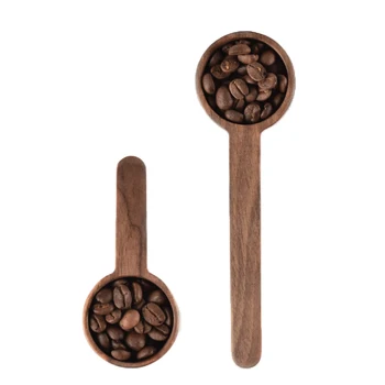 1PCS Natural de Noz e café colher de cabo longo colheres de medição de grãos de café em pó para a barista de Cozimento ferramenta de Medição colher 8g10g
