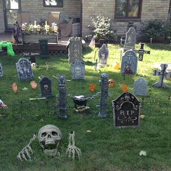 1set Halloween Crânio do Esqueleto da Cabeça Artificial Assustador Osso Decoração de Halloween Exterior Quintal Bar do Jardim-Casa de Festa DIY Decoração