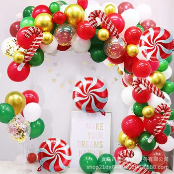 1Set Natal Balão Garland Arco Kit de Látex Confete Balões de Natal Feliz Navidad Decorações para a Festa de Casa, Presente de Ano Novo