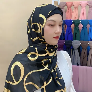 2021 Bronzeamento Xales Hijab Preto Brilhante Glitter, Cachecol Longo Envoltório Macio Cachecol, Xale Lenços Femme Bufandas Hijabs