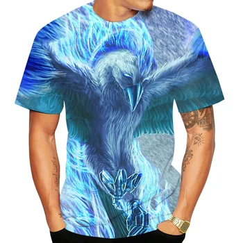 2022 Homens Casual T-Shirt Impressos em 3D pássaro azul T-Shirt de Mangas Curtas, Tops Unisex