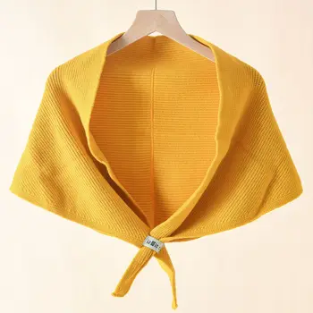 2022 Nova Cor Sólida Malha Pequeno Xale Primavera, Outono Mulheres Triangular Decorativos Manto Senhora Poncho Capes Amarelo