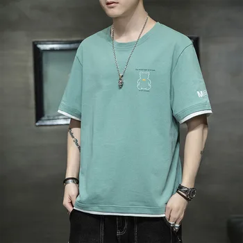 2023HOT homens de T-shirt de verão 2021 nova moda da marca tendência de algodão casual meia-manga roupas soltas coreano compassivo