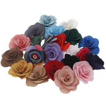20Pcs 4cm Flores Artificiais feitos à mão Rosa de Tecido Flor na Cabeça de Decoração de Casamento Lado DIY Material Headwear de Doces Caixa de Acessórios