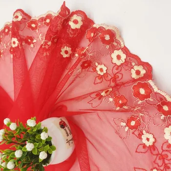 20Yards de Malha Vermelho Tecido de Renda Floral de Borda Para as Mulheres Cueca Vestido Acessórios do Vestuário de DIY Artesanais de Costura Suprimentos 22cm de Largura