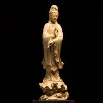 21/30CM de Madeira Estátua de Buda, o Bodhisattva Guanyin Casa Dedicada Feng Shui Escultura Artesanato Enfeites de Mar de Guanyin