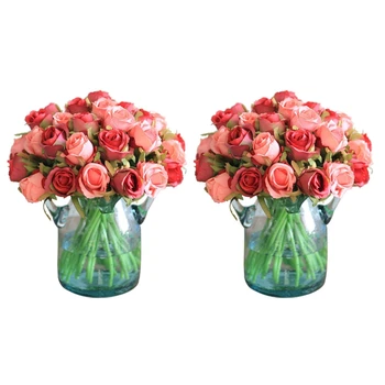 24Pcs Artificial Flores Rosa Buquê de Casamento Real Tailandesa Rose Flores de Seda