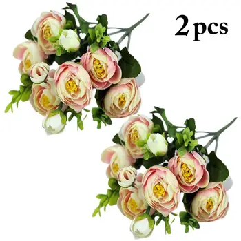 2pcs 30 cm de Rosa cor-de-Rosa de Seda Buquê de Peônias Flores Artificiais 9 Grandes Cabeças de Noiva de Casamento, Decoração do Falso Flores