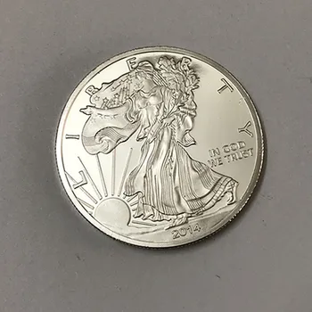 3 pcs 2014 liberdade estátua de beleza moedas de prata banhado emblema do lingote de 40 mm águia lado de trás lembrança decoração da casa de moeda