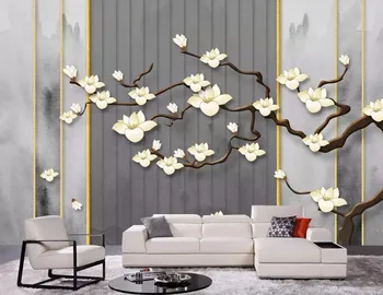 3D Murais papel de Parede Arte Criativa papel de Parede Para Sala de estar, Quarto dispõe de pintura a tinta Magnolia flor papel de Parede Papel De Parede