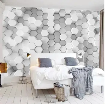 3D papel de Parede do Hexágono Geométricas Mosaico de Fotos de Papel de Parede Criativo Resumo Murais para a Sala de estar Decoração Home da Parede Pintura Mural