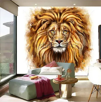 3D personalizado grande mural,leão cabeça de pintura a óleo, papel de parede ,sala de estar com TELEVISÃO de parede papel de parede do quarto