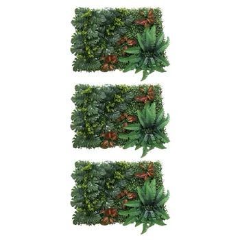 3X de Grama Artificial DIY em Miniatura Gramado, Ornamento de Jardim, Folhas Vermelhas