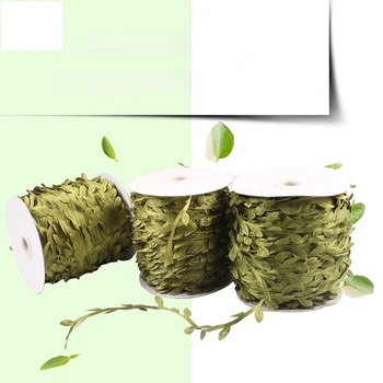 50 metros de Seda em Forma de Folha em Flor Artificial Folhas Verdes Para Casa Decoração do Casamento de DIY Coroa de Scrapbooking Artesanal Falso Flor