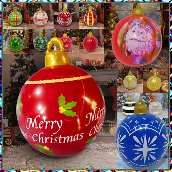 60cm grande de PVC de Natal decoração de bola da Árvore de Natal de Ano Novo de Natal presentes de Natal da família ao ar livre brinquedos infláveis 2023