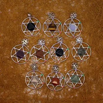 6pcs Natural de Pedra hexagonal estrela cintilante de pedra Colar Pingentes de Cura de Quartzo Tratar o Encanto de Cristal para Fazer Jóias Livre