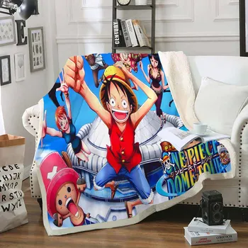 A Caricatura 3D Anime Luffy Sofá Jogar um Cobertor para Crianças Meninos Lã Cobertor Quente jogo de Cama UM PEDAÇO Partido de Viagem Cobertor Colcha