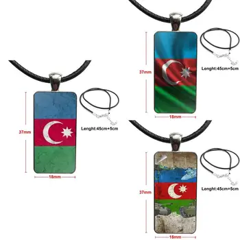 A República Do Azerbaijão Bandeira De Vidro Cabochão Pingente De Colar O Retângulo Colar De Moda Para As Meninas Atacado