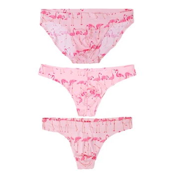 AIIOU 3PCS/Muito Sexy Mens Underwear cor-de-Rosa Calcinha sem costura de Moda Confortável, Respirável Cuecas Cueca do Biquini Gay Tanga 2022