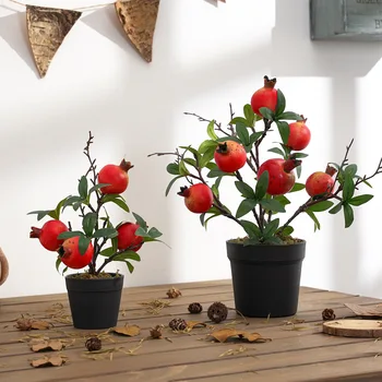 Artificial de Frutas Limão Simulado Bonsai, Decoração em Vasos de Frutos de Plantas Sala de estar decoração do Escritório Falso Árvore de Romã