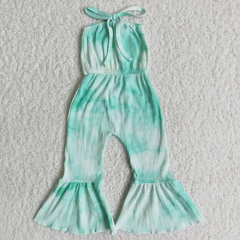 As Meninas da moda Verão Doce 1Piece Conjunto de Alta Qualidade Tie-Dye Design Bodysuit Com Rebordo de Crianças sem Mangas até o Romper do
