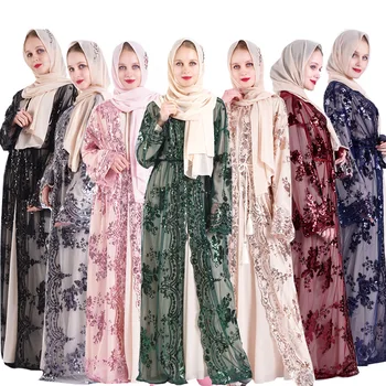 As Mulheres De Renda Abaya Paetês Bordados De Alta Qualidade Quimono Eid Muçulmana Casaquinho De Túnica Elegante Turquia, Dubai Islâmica Festiva Kaftan