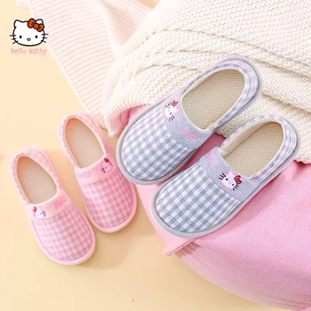 awaii Hello Kitty maternidade sapatos sapatos K Saco de Calcanhar Respirável Mulheres Grávidas Fundo Macio de Outono Interior de Algodão, Chinelos de quarto Sanrio