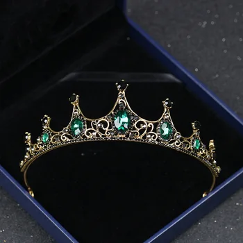 Barroca Elegante Verde Cristal Coroa De Noiva, Acessórios De Cabelo Para O Casamento Quinceanera Tiaras E Coroas Concurso Diamant Tiara