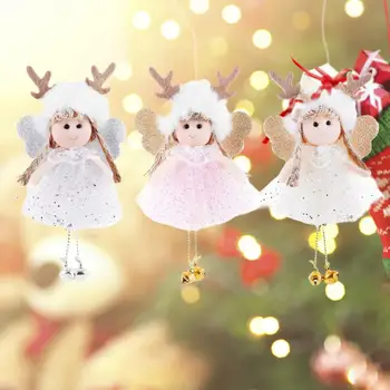 Belo acessório Feliz Natal Anjo Bonecos de Leve, Suspensão de Decoração de Saia de Tule para o Natal