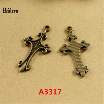 BoYuTe (100 Peças/Lote) 18*32MM de Bronze Antigo de Metal Banhado a Cruz Encantos Pingentes para Colar, Bracelete da Jóia de Fazer Descobertas