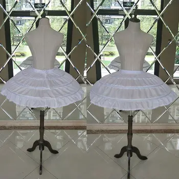 Branco 3 Aros de Casamento Anáguas para Vestido Curto, Saia de Balé de Meninas Crinolina Elástico Ajustável Cintura Underskirt