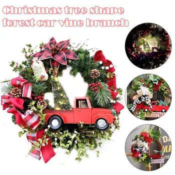 Caminhão vermelho de Natal, Grinalda de Natal caminhão Vermelho de Férias Pinha de Coroa de flores, Xadrez Grinalda de Natal, Grinalda de DAG-navio
