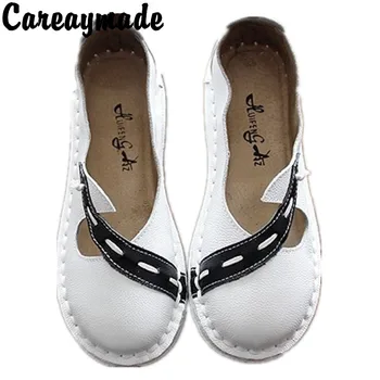 Careaymade-Verão nova retro literária sandálias femininas de verão de couro originais feitos à mão, sola macia retro sapatos femininos