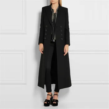 Casaco de Lã preto Mulheres Slim Senhora do Escritório de Mistura de Lã Casaco Jaqueta Double Breasted 2021 Outono Inverno casaco de Lã Vestuário Feminino