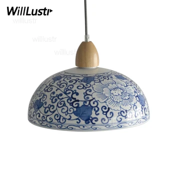 china pingente de luz azul e a branca da porcelana lâmpada de suspensão restaurante, hotel, loja de escritório, loja loft, sala de jantar em cerâmica luzes