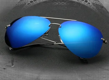 =CLARA VIDA= O clássico sem aro Requintado dobradiça coloridas lentes de Óculos de sol Polarizados Tac Avançado Polarizado óculos de Sol UV400
