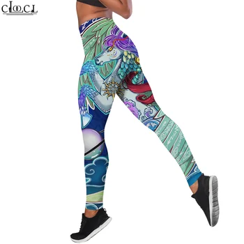 CLOOCL Ukiyo-e as Mulheres Legging Pintura de Gênero Impressos em 3D Calças para mulheres Treino Push-Up Jogging Cintura Alta Calças de Yoga