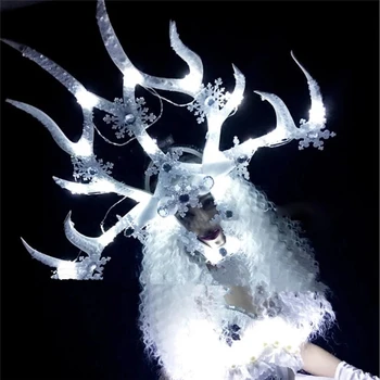 Clube de Estágio de dança de Led terno Boate Luminosa rainha traje Sênior de luxo garota misteriosa deusa branca traje