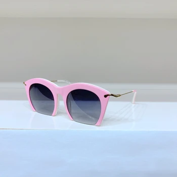 Cor-de-rosa Semestre Quadro de Alta Qualidade para Mulheres de Óculos de sol Gradiente Cinza de Metal dourado Pequenos Templos de Homens de Óculos de grau
