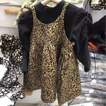 Crianças Leopard Conjunto de Roupas Para Crianças 2021 Outono Roupas Terno Camiseta Vestido de Bebê Meninas com Roupas de Treino de conjuntos de vestido