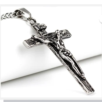 cruz da mens pingente Jesus aço inoxidável cadeias de acessórios masculinos Aço colares de jóias no pescoço de aço steampunk
