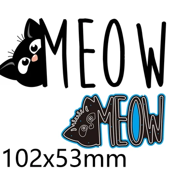 De Corte de Metal Morre Gato Meow Nova página de Recados de Modelo de Decoração em Relevo o Papel de DIY Cartão de Artesanato 102*53mm